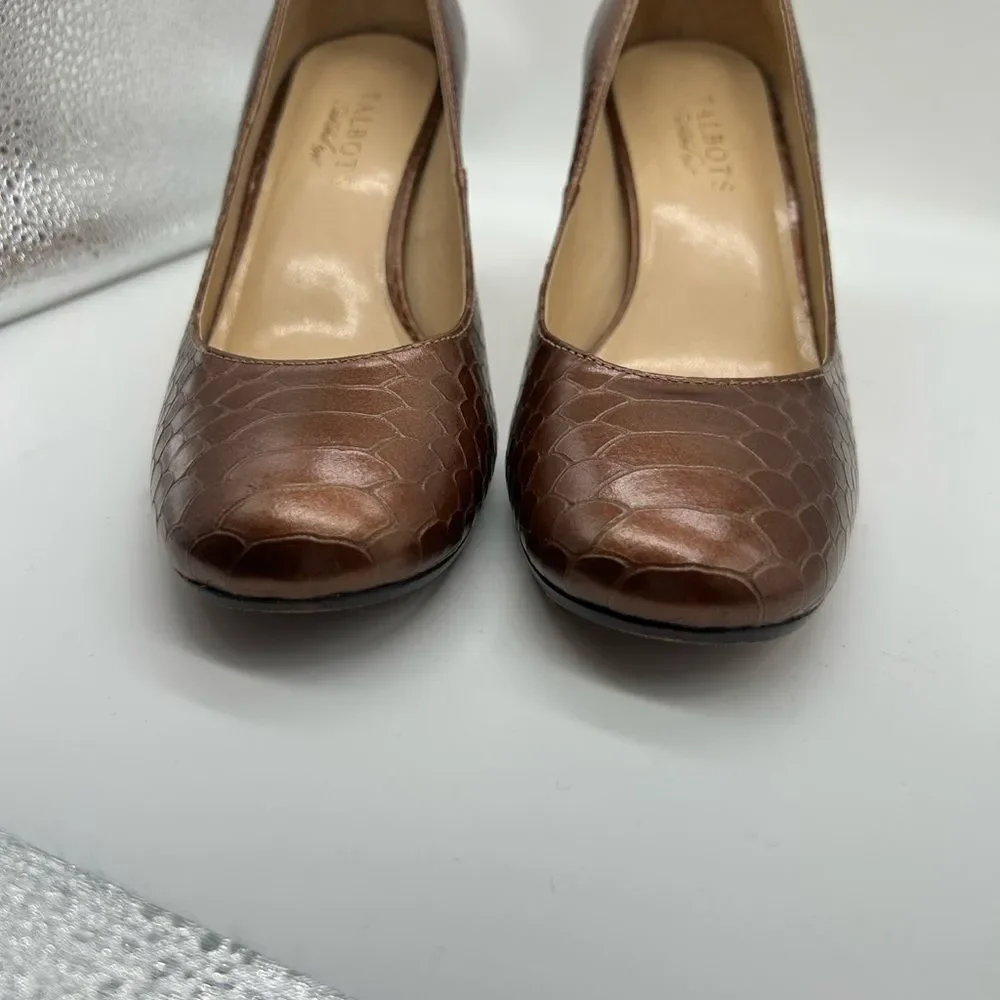 Talbots Leather Snakeskin Pumps in Bronze Size 7B